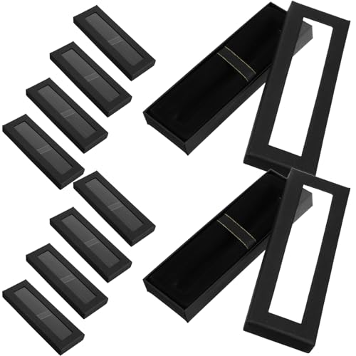 Gadpiparty 10 Stück Teiliges Schwarze Stiftbox mit Klarsichtfenster Dekorative Verpackung für Kugelschreiber und Kleine für Hochzeiten Partys Geschenkverpackung von Gadpiparty