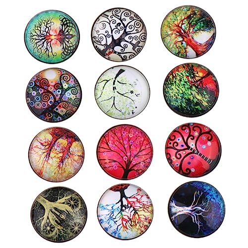 Gadpiparty 12 Stück Kreative Runde Lebensbaum Glasbuttons für DIY Armbänder und Schmuck Bunte Anhänger für Frauen für Bastelprojekte und Individuellen Schmuck von Gadpiparty