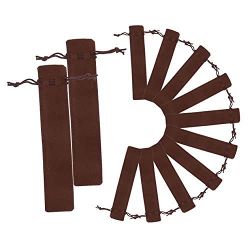 Gadpiparty 12 Stück Mäppchen Bleistift Schule Kapazität einzelne Stifttasche groß schreibutensilien büromaterial kugelschreibermine Kratzfeste Stifttaschen Flusenstiftbeutel Flanell Brown von Gadpiparty