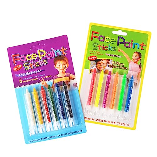 Gadpiparty 12 Stück Teiliges Fluoreszierender Abwaschbarer Gesichtsbemalungsstifte Verstellbare Neon Halloween Crayon Pens für Erwachsene für Party und Kostüm Make Up von Gadpiparty