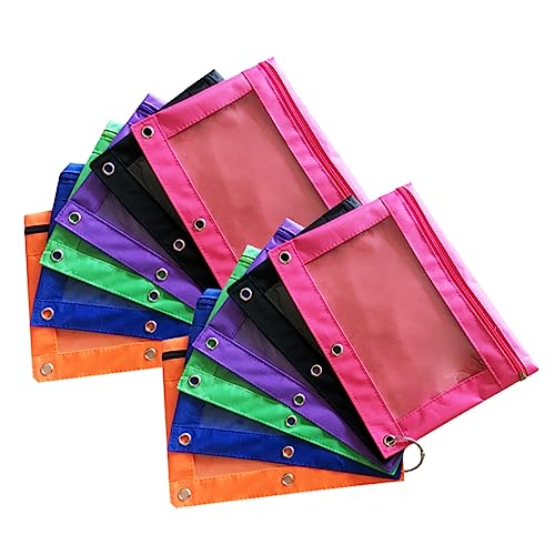 Gadpiparty 12 Stück Teiliges Transparenter Oxford Federtaschen mit Löchern Leichtes Tragbares Schreibwaren Organizer für Büro und Schule Schwarz Orange Grün von Gadpiparty