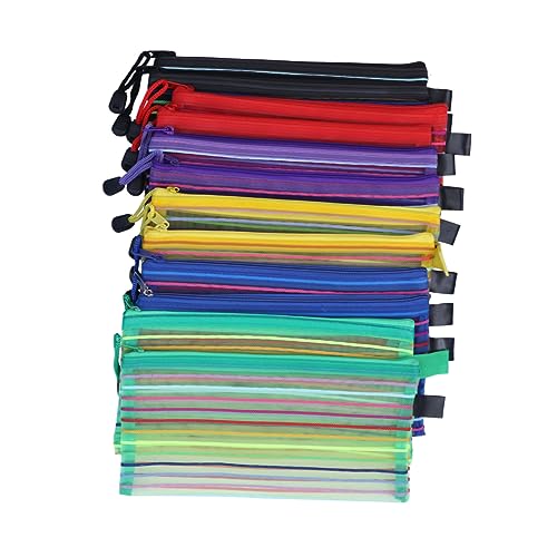 Gadpiparty 12Stücke Teiliges Bleistiftbeutel mit Reißverschluss Durchsichtige Mesh Taschen für Bürobedarf und Kosmetik Erhältlich für Reisen und Schule von Gadpiparty