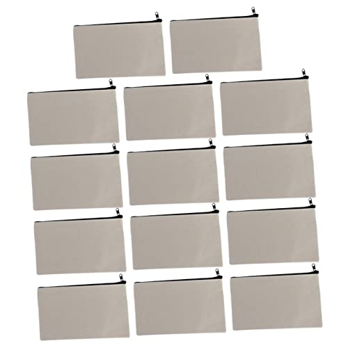 Gadpiparty 14 Stück DIY Federmäppchen Leere Stofftaschen zum Bemalen Canvas Schreibwaren Aufbewahrung für Stifte Kosmetik und Mehr Beige mit Schwarzem Reißverschluss von Gadpiparty