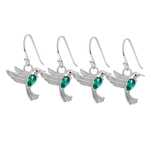 Gadpiparty 2 Paar Hummingbird Ohrstecker mit Grünem Zirkonia Bunte Vogelohrringe zum Hängen Langlebiger Schmuck für Frauen Symbolische Mutter Tochter Geschenke Bequem für Alltag von Gadpiparty