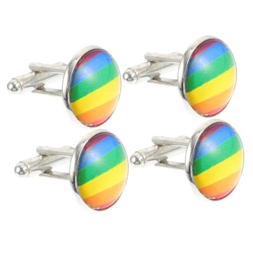 Gadpiparty 2 Paar Manschettenknopf Accessoires Kleidungszubehör Anzugknöpfe Für Herren Regenbogen Kleiderknopf Kleidungszubehör Rainbow Pride Button Manschettenknöpfe DIY Knopf von Gadpiparty