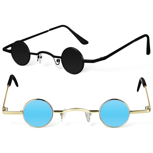 Gadpiparty 2 Paar Runde Vintage-Sonnenbrillen Im Retro-Stil Der 90Er Jahre Im Steampunk-Stil von Gadpiparty