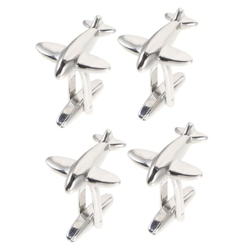 Gadpiparty 2 Paare Herren Manschettenknöpfe Flugzeug Design Hochwertige Cufflinks für Anzüge Silberne Manschettenknöpfe für Hochzeiten Geschäftsveranstaltungen und Besondere Anlässe von Gadpiparty