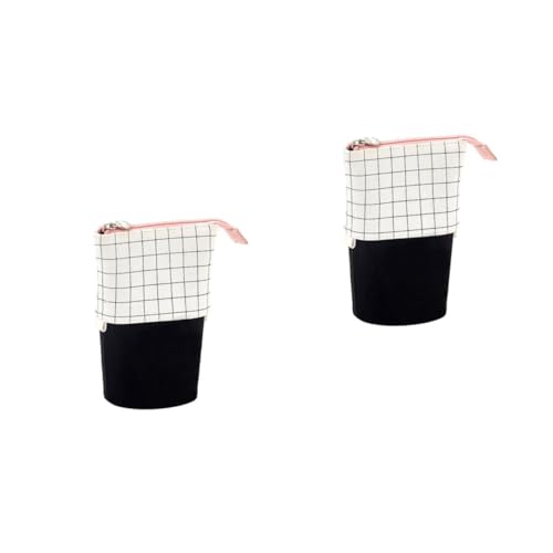 Gadpiparty 2 Stck. Mäppchen schreibwaren Organizer Stift aufbewahrung Pen Holder Reise-Make-up-Taschen Schminktasche mit Reißverschluss Karierte Federtasche Schreibwarenzubehör Segeltuch Weiß von Gadpiparty