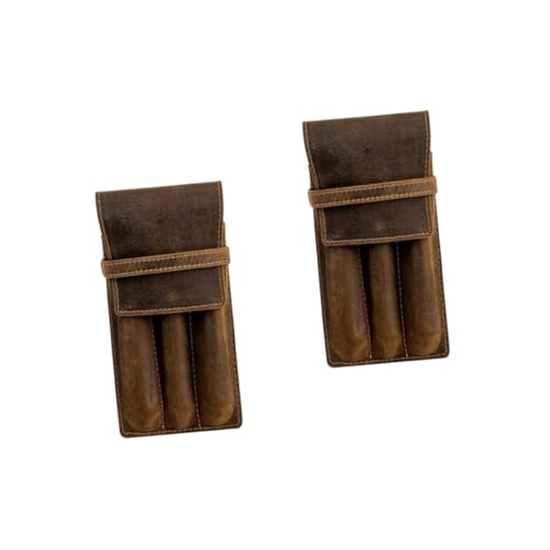 Gadpiparty 2 Stück Bleistiftkoffer -Stiftbox Stiftbeutel Etui Tasche Abdeckung Schreiben Stiftspeicherbeutel Stifthalterhülle Stifthülsen kleines Federmäppchen Crazy-Horse-Leder Kaffee von Gadpiparty