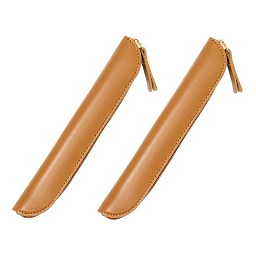 Gadpiparty 2 Stück PU Leder Stiftetui mit Reißverschluss Tragbare Federmäppchen Organizer für Kugelschreiber Füller und Marker Elegante Einfarbige Stiftebox für Schule Büro und Reise von Gadpiparty