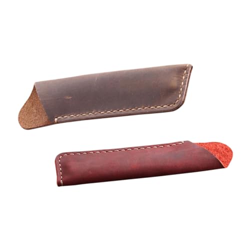 Gadpiparty 2 Stück Retro Cowhide Stiftetui Handgefertigte Stiftboxen für Büro und Schule Elegante Aufbewahrung für Kugelschreiber und Bleistifte Braun Weinrot von Gadpiparty