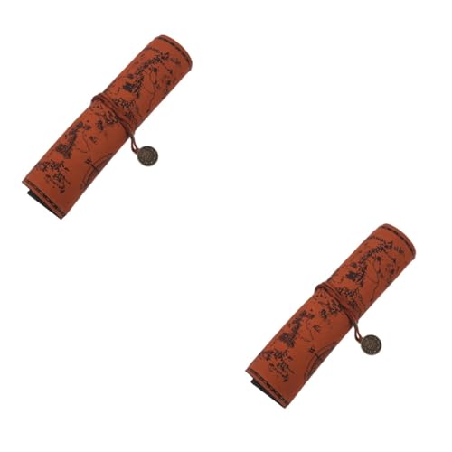 Gadpiparty 2 Stück Vintage Stil Rollmäppchen aus Robustem Canvas Großes Fassungsvermögen Roll Up Federtasche mit Strapazierfähigem Kunstlederbezug Tragbar und Sicher Verschließbar für Stifte von Gadpiparty