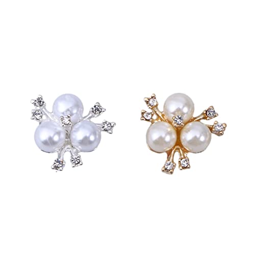 Gadpiparty 20 Stück Teiliges Strass Perlen Blumen Knöpfe Flache Rückseite Diy Blütenverzierung für Hochzeit Handwerk Haarschmuck Brautstrauß Schmuckherstellung Gold Silber von Gadpiparty