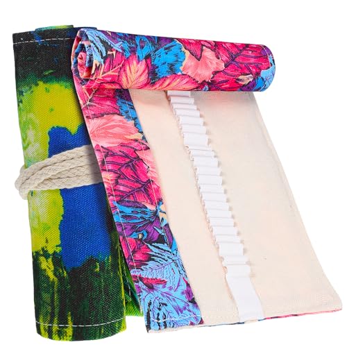 Gadpiparty 2stücke Roll-up Stifterolle Gedruckt Mit Ahornblättern Strapazierfähige Canvas Federmäppchen Für Bleistifte Malstifte Künstler Schulbedarf Junge Mädchen Und Erwachsene von Gadpiparty