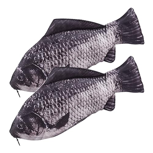 Gadpiparty 2Stücke Katzensnackbehälter Im Design Eines Realistischen Fischspielzeugs Multifunktionaler Bleistiftbeutel Und Snackbeutel Für Katzen Für Spiel Und Aufbewahrung von Gadpiparty