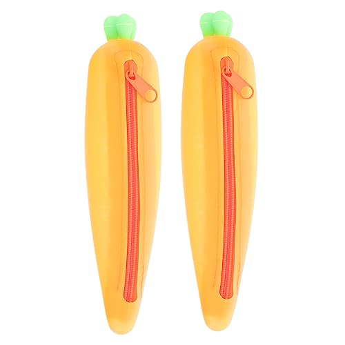 Gadpiparty 2stücke Karottenförmige Stifttasche Aus Silikon Großvolumig Für Stifte Und Schreibutensilien Mit Reißverschluss Für Einfache Aufbewahrung Und Organisation von Gadpiparty