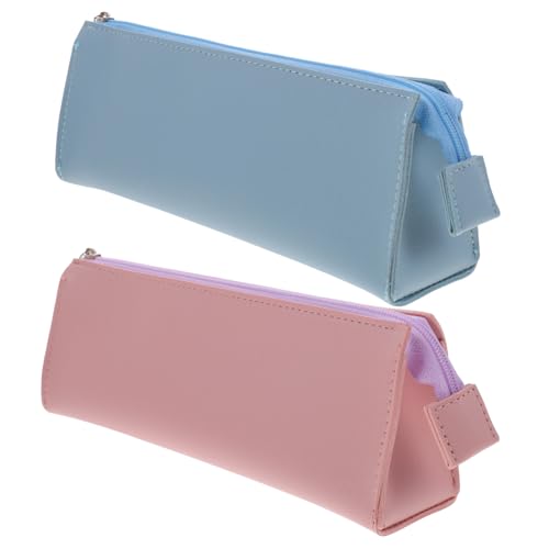 Gadpiparty 2stücke Pu-Leder Stiftetasche Mit Reißverschluss Schreibwaren-Aufbewahrungstasche Für Studenten Minimalistischer Stift-Organizer Make-up-Tasche Tragbar Und Praktisch von Gadpiparty