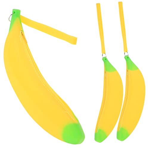 Gadpiparty Bananenförmiges Silikon Federmäppchen 3 Stück Großes Fassungsvermögen Kawaii Stiftetasche für Kinder Niedlicher Schreibwarenhalter für Schule und Büro von Gadpiparty