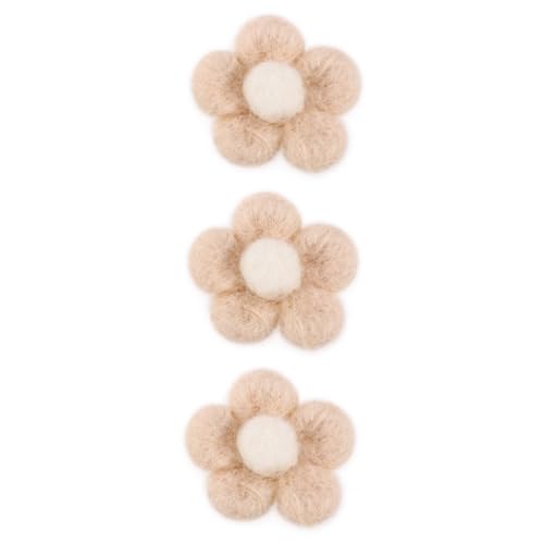 Gadpiparty 3 Stück Bunte Wollfilz Fünf Petal Blüten Filzkugeln DIY Bastelmaterial für Haarschmuck Handarbeit Trockenfilzen Weihnachtsdeko Ornamente Zubehör in Fleischrosa von Gadpiparty