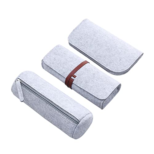 Gadpiparty 3 Stück Filz Stiftemäppchen Set Teilig Graue Aufbewahrungstasche für Schreibwaren Kosmetik Multifunktional Strapazierfähig und für Schule Büro von Gadpiparty