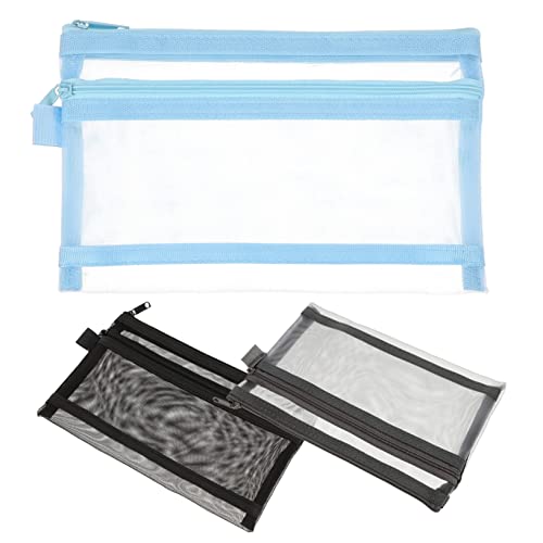 Gadpiparty 3 Stück Großes Teiliges Stiftetui Transparente Doppelschichtige Federtasche für Schule für Stifte Bleistifte Kosmetik von Gadpiparty