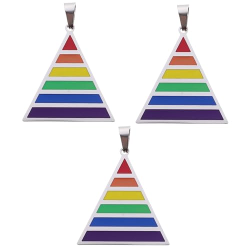 Gadpiparty 3 Stück Herren Halskette mit Dreieckigem Pride Anhänger Titaniumstahlfarbener Regenbogen Schmuck Langlebig Rostfrei Modisches Accessoire für Alltag Party und Besondere Anlässe von Gadpiparty