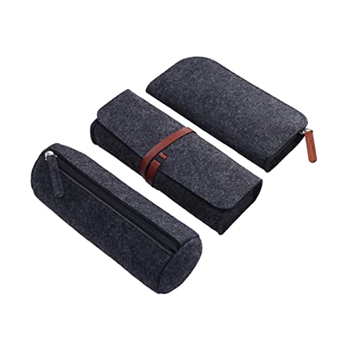 Gadpiparty 3 Stück Teiliges Filz Mäppchen Set Dunkelgrau Vielseitiger Stifte und Kosmetik Organizer Kratzfest Leicht zu Reinigen als Federmäppchen Schminktäschchen und Kleingeldbeutel von Gadpiparty