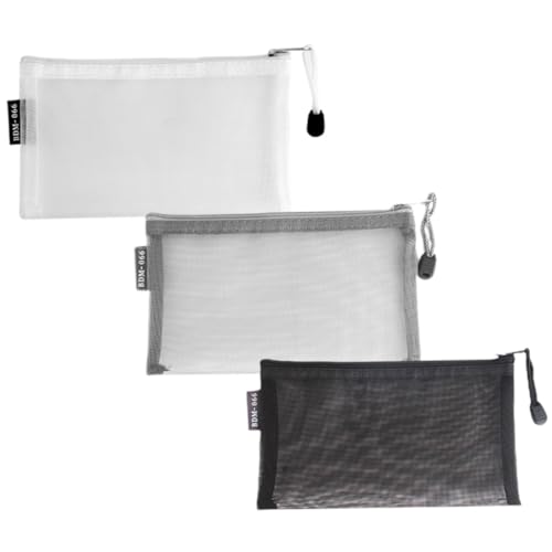 Gadpiparty 3 Stück Teiliges Transparentes Federmäppchen aus Mesh Robuste Stifttasche mit Reißverschluss Vielseitig für Schule Büro und Kosmetik Praktisch in und Dunkel von Gadpiparty