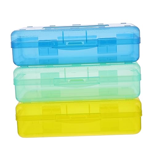 Gadpiparty 3 Stück Transparente Federtasche Teilig Multifunktionale Stiftespeicherbox Kunststoff für Schüler zur Organisation von Stiften Buntstiften und Schulbedarf Zufällige von Gadpiparty