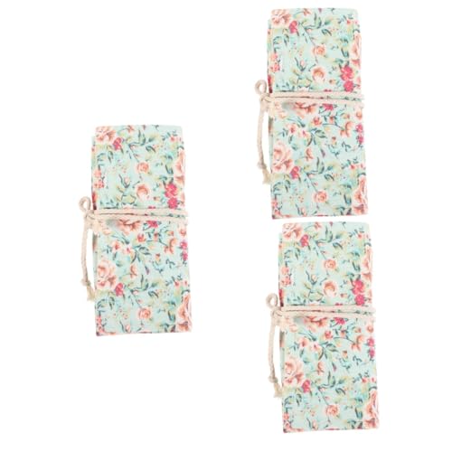 Gadpiparty 3-Teilige Rolle Kleiner Bleistiftkoffer Stiftbeutel Federmäppchen aus Segeltuch kleine Bleistifttasche ästhetisch Etui farbiges Federmäppchen Bleistift-Organizer von Gadpiparty
