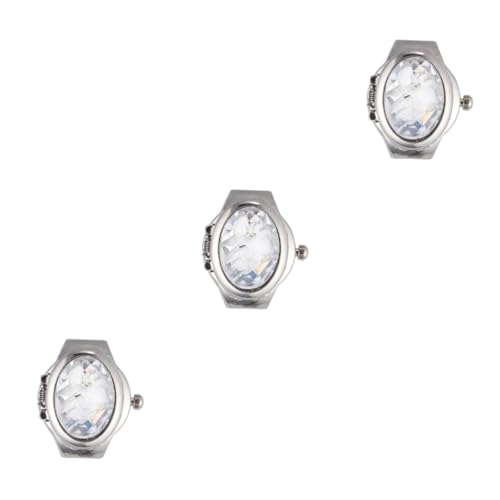 Gadpiparty 3stücke Eleganter Ovaler Uhr-förmiger Fingerring Für Damen Und Herren Modischer Quarzring Weiß Unisex Mit Elastischem Band Für Hohen Stilvolle Akzente Als von Gadpiparty