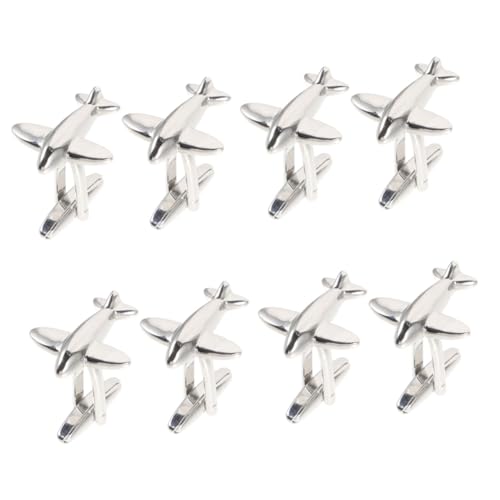 Gadpiparty 4 Paare Herren Manschettenknöpfe Flugzeug Design Hochwertigem Elegantes Accessoire für Anzüge für Hochzeiten Partys und Tägliches Silberne Farbgebung von Gadpiparty