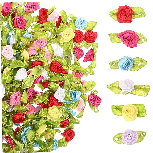 Gadpiparty 4 Sätze Kleine Stoffrosen Rosen Mit Grünen Blättern Für DIY Projekte Hochzeitsdekoration Bastelbedarf Und Handarbeiten 200 Stück * 4 von Gadpiparty