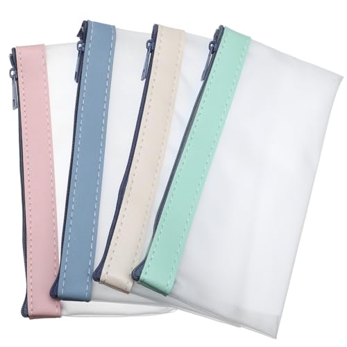 Gadpiparty 4 Stück Aufbewahrungstaschen für Stifte Geldbeutel Münzen Tasche Make -up -Beutel Stifttaschen Tasche für Stiftbehälter Federmäppchen mit Reißverschluss Bleistift-Organizer TPU von Gadpiparty
