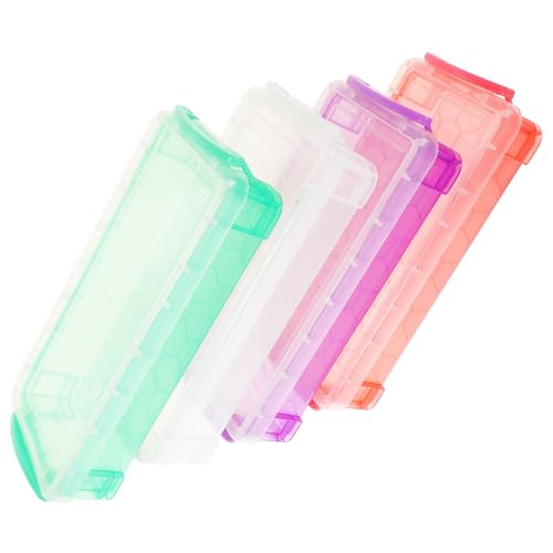 Gadpiparty 4 Stück Bleistiftboxen aus Multifunktionale Aufbewahrungsbox für Stifte Marker und Leicht und Stapelbar für Lehrer Transparente Design mit Praktischem Deckel von Gadpiparty