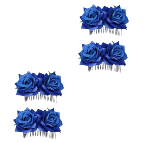 Gadpiparty 4 Stück Braut-tiara Braut Haarkamm Seitlicher Haarkamm Blumenkamm Frauen Floraler Haarkamm Braut Haarnadel Blumenhaarschmuck Für Bräute Brautjungfer Hochzeit Rosen von Gadpiparty