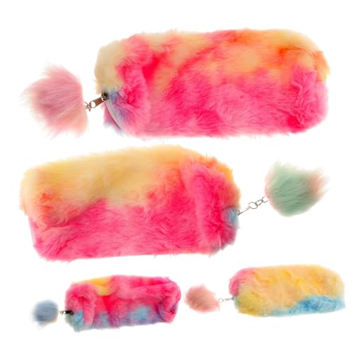 Gadpiparty 4 Stück Buntes Teiliges Plüsch Federmäppchen für Farbverlauf Weiches Material für Stifte Bleistifte und Praktischer Schreibtisch Organizer für Jungen und Mädchen von Gadpiparty