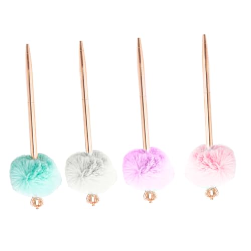 Gadpiparty 4 Stück Flauschige Kugelschreiber mit Krone Pompom Zeichenstifte für Schule Büro und Langlebig Tragbar und Farbenfroh von Gadpiparty