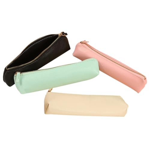 Gadpiparty 4 Stück Teiliges Mini Federmäppchen aus PU Leder Wiederverwendbar mit Reißverschluss Große Kapazität für Stifte Kosmetikpinsel Schreibwaren für Schüler und Künstler von Gadpiparty