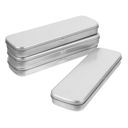 Gadpiparty 4 Stück Teiliges Stiftebox Silber Seidenmatt Langlebige Multifunktionale Aufbewahrungsbox für Schüler Tragbares Federmäppchen Einfache Handhabung und Vielseitige Nutzung von Gadpiparty