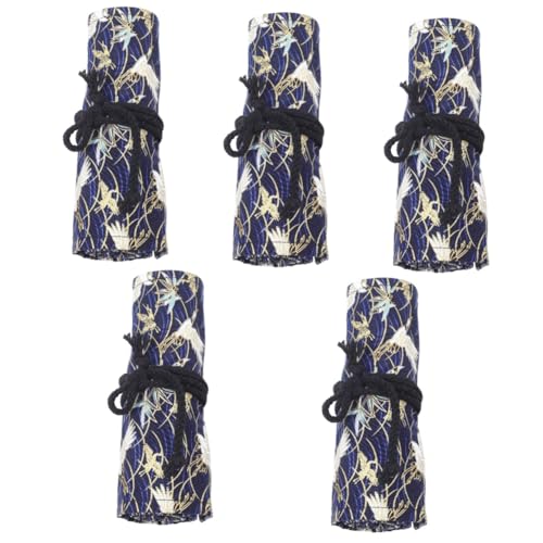 Gadpiparty 5 Stück Stiftrolle Große Kapazität Dekorativer Stift Organizer mit Fächern für Künstler und Reisen Stilvoller Chinesischer Design Stiftbeutel mit Winterbambus und Kranichmotiven von Gadpiparty