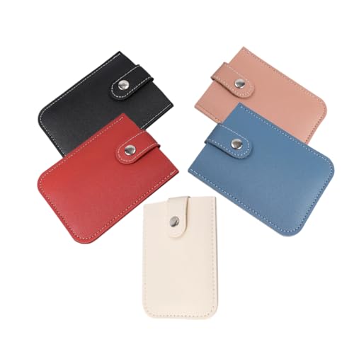 Gadpiparty 5 Stück Teiliges Card Organizer mit Pull Out Kartenfächern PU Kartenetui mit Mehrfach Slots Praktischer und Sicherer Kartenhalter Blau Rot Schwarz Rosa und Weiß für Kreditkarten von Gadpiparty