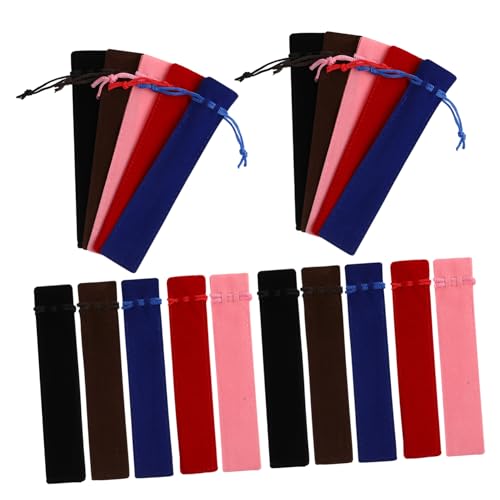 Gadpiparty 50 Stück Fleece -Stiftbeutel farbiges Federmäppchen Bleistiftbeutel Tragetasche mit Kordelzug Reisestiftkoffer Aufbewahrungstasche für Schreibwaren Brunnenstifthalter Flanell von Gadpiparty