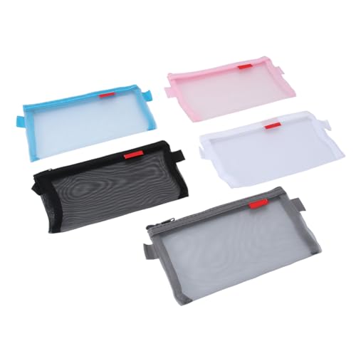 Gadpiparty 5Stücke Teiliges Transparentes Stiftmäppchen Mesh Praktische Schreibwaren für Leicht und Tragbar zur Aufbewahrung von Stiften Kosmetik und Kleinen von Gadpiparty