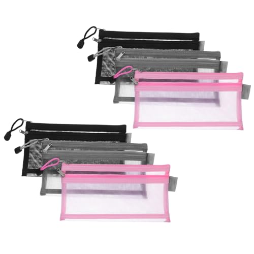 Gadpiparty 6 Stück Teiliges Doppellagige Nylon Netz Federmäppchen mit Reißverschluss Transparente Stiftetasche Vielseitiger Organizer für Schule Büro Kosmetik und Kleine Utensilien Robust und von Gadpiparty
