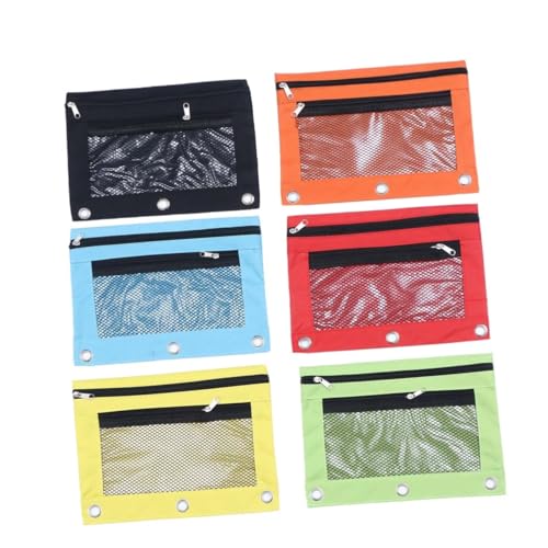 Gadpiparty 6 Stück Teiliges Federmäppchen mit Ring für Ordner Große Kapazität Doppelte Reißverschlusstasche aus Robustem Canvas Vielseitig Einsetzbar für Stifte und Bürobedarf Tragbar und von Gadpiparty