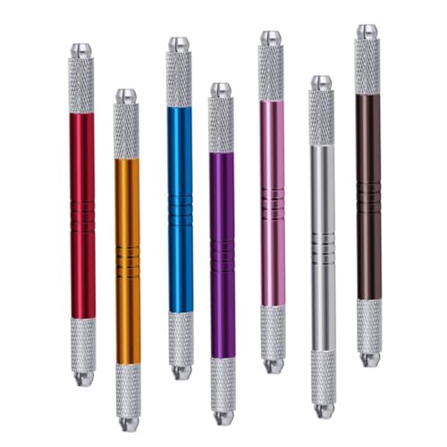 Gadpiparty 7 Stück Teiliges Augenbrauenstift Tattoo Pen Doppelseitiger Manueller Microblading Stift Metallisch Vielseitig für Professionelle und Private Anwendung Präzise Härchenzeichnung von Gadpiparty