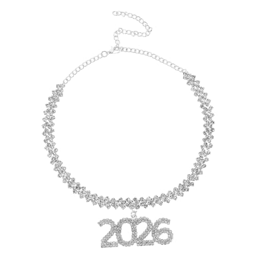 Gadpiparty Bling Rhinestone Anhänger Kette Kurzschloss Chain Party Schmuck Unisex Trendiger Hip Hop Stil Elegante Passform für Hochzeit Silbern von Gadpiparty