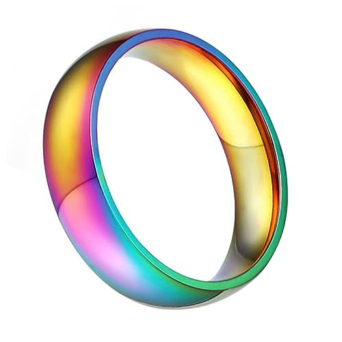 Gadpiparty Bunter Titanstahl Ring Regenbogenfarben Modischer Damen Schmuck Eleganter Fingerring von Gadpiparty