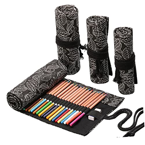 Gadpiparty Bleistift Tasche Rolle Aus Canvas Mit Muster Stifteaufbewahrung Tragbar Stifterolle Zum Ordnen Von Bleistiften Reise-Organizer Für Künstler von Gadpiparty
